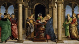 Präsentation des Jesus im Tempel (Predella-Tafel des Oddi-Altars), 1503. Schöpfer: Raphael  (1483-1520).