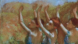 Ein Ausschnitt des Gemäldes "Drei Tänzerinnen in Blau" von Edgar Degas (1895).