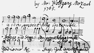 Wolfgang Amadeus Mozart, Notenhandschrift: "God is our refuge"