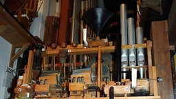 Welte-Orgel, ausgestellt im Filmmuseum Potsdam.