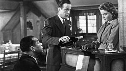 DOOLEY WILSON (Sam am Piano), HUMPHREY BOGART (Rick Blane), INGRID BERGMAN (Ilsa Lund), Szene in Rick's Cafe