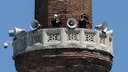 Ein Muezzin ruft vom Minarett der Moschee Hagia Sophia in Istanbul zum Freitagsgebet.