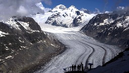 Blick auf dem Aletschgletscher in der Schweiz. Themenbild: Gletscherschmelze