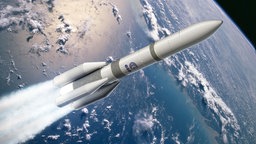 Das undatierte Handout der esa zeigt eine Computeranimation einer Ariane 6 Rakete. 