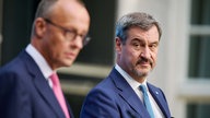 Pressekonferenz mit Ministerpraesident von Bayern Markus Soeder (CSU) und CDU Vorsitzender Friedrich Merz am Dienstag, 17. 09. 2024.