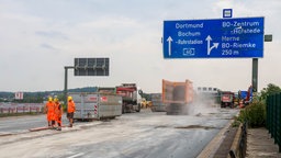 Eine Autobahn-Baustelle auf der A40 nach Bochum.