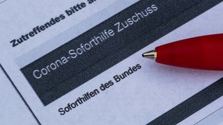 Nahaufnahme eines Formulars zum Corona-Soforthilfe-Zuschuss. 