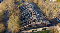 Das Affenhaus im Krefelder Zoo nach dem Feuer in der Sylvesternacht 2019/20