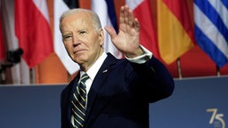 Joe Biden begrüßt die Staats- und Regierungschefs der NATO zum 75. Jahrestag der NATO, Washington, 09.07.2024.