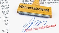 Stempel mit der Aufschrift "Wehrersatzdienst"