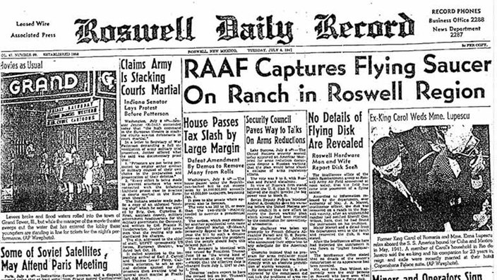 Der Roswell Daily Record berichtet detailiert über den Zwischenfall