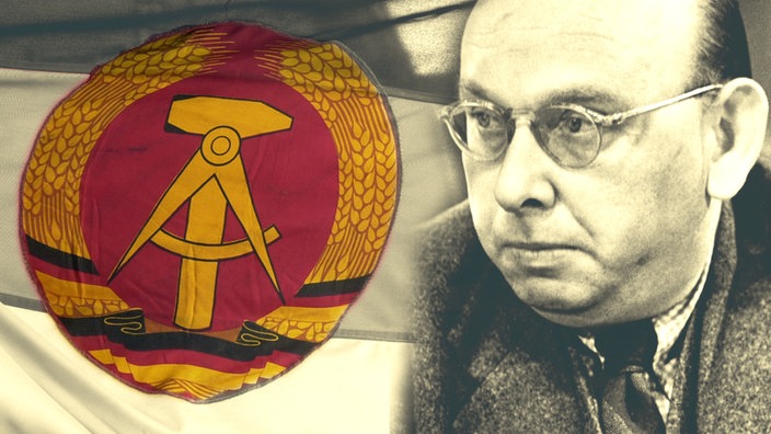 Hanns Eisler und DDR-Flagge