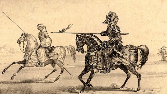 Illustration von Sultan Saladin auf dem Pferd