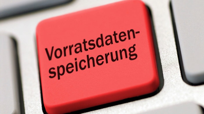 Rote Taste einer Computertastatur mit der Aufschrift Vorratsdatenspeicherung