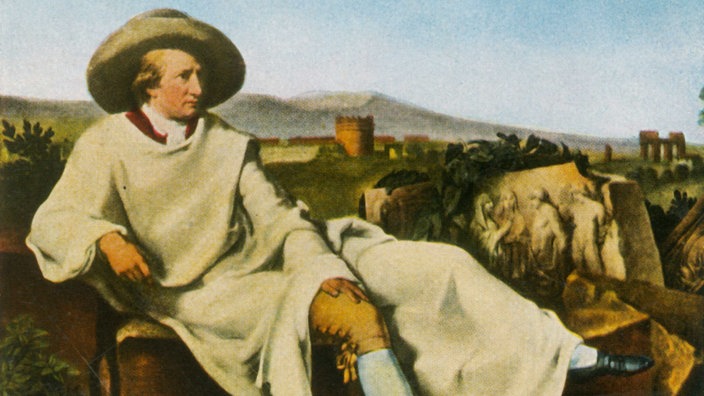 Goethe in der Campagna, Gemälde von Johann Heinrich Wilhelm Tischbein (1751-1829). Öl auf Leinwand.