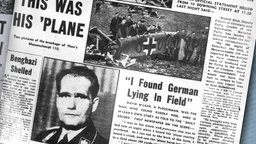 Titelseite des "Daily Record" vom 13.05.1941 zum Flug von Rudolf Heß nach Großbritannien