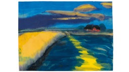 Emil Nolde, „Abendliche Marschlandschaft mit Gehöft“, um 1935 