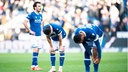 Enttäuschte Spieler von Arminia Bielefeld