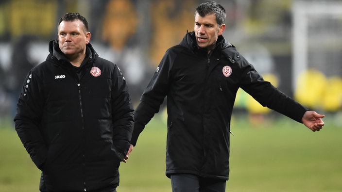 Rot Weiß Essens Manager Marcus Steegmann und Trainer Uwe Koschinat