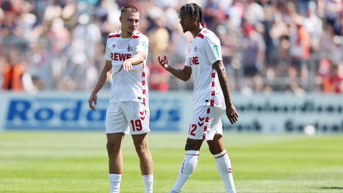 Tim Lemperle (l.) und Damion Downs (r.) im Testpiel gegen Viktoria Köln 