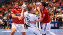 Handballprofi Niels Versteijnen (M.) vom TBV Lemgo Lippe im HBL-Spiel beim Hamburger SV