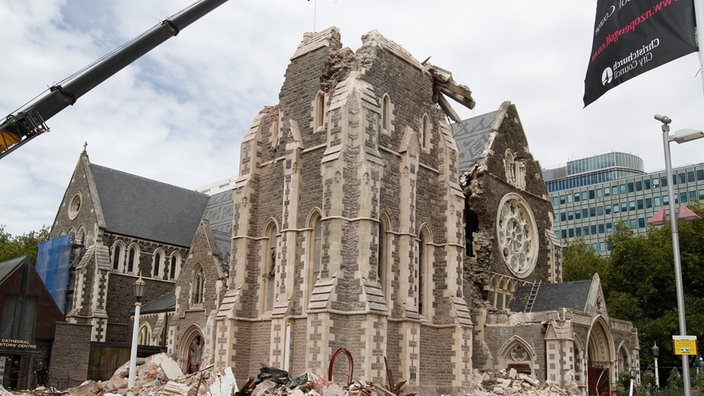 Zerstörte Kathedrale von Christchurch am 24.02.2011