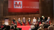 v.l.: Sonia Mikich, Daniel Cohn-Bendit, Michael Hanfeld, Bascha Mika, Prof. Friedhelm Hengsbach, Helge Malchow, Karen Duve und Dr. Günter Struve