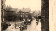 Elberfeld steht beim Wupper-Hochwasser unter Wasser, 1890